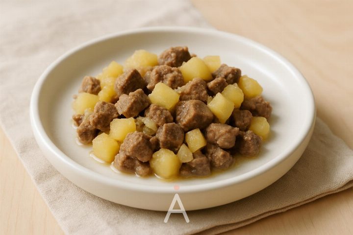 Детский куырдак (тушёное мясо с картофелем)