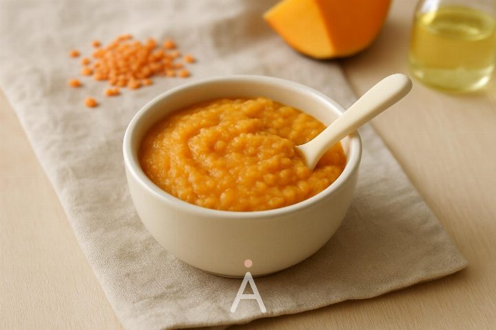 Суп-пюре из красной чечевицы с тыквой